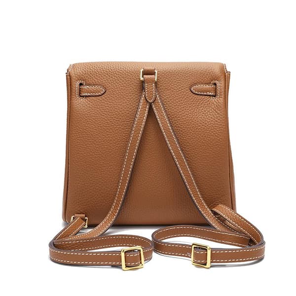 Stilful Orange Læder Rygsæk til Kvinder med Spænde 24x21x13cm Orange
