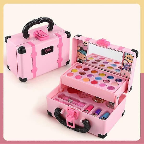Børne-makeup-legetøjssæt til piger Vaskbart kosmetiklegetøjssæt Foregive leg Prinsesse øjenskygge blush læbestift makeup håndtaske