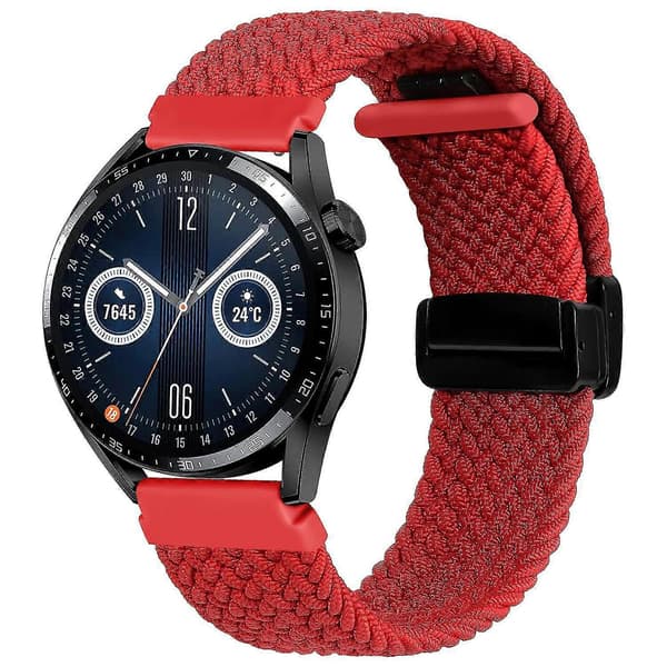 För Garmin Forerunner 265/255/Vivoactive 4/Venu 2 22 mm nylonarmband + vikbart spänne Red