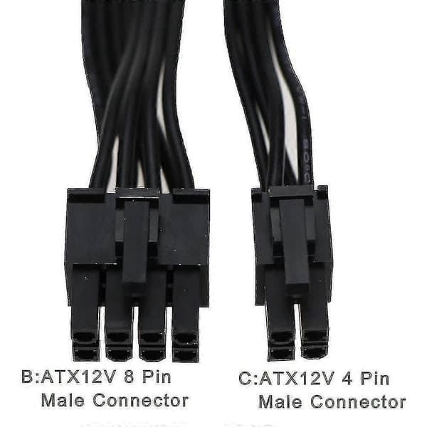 2 stk. CPU 8-benet hun til CPU 8-benet og ATX 4-benet han strøm, 20 cm
