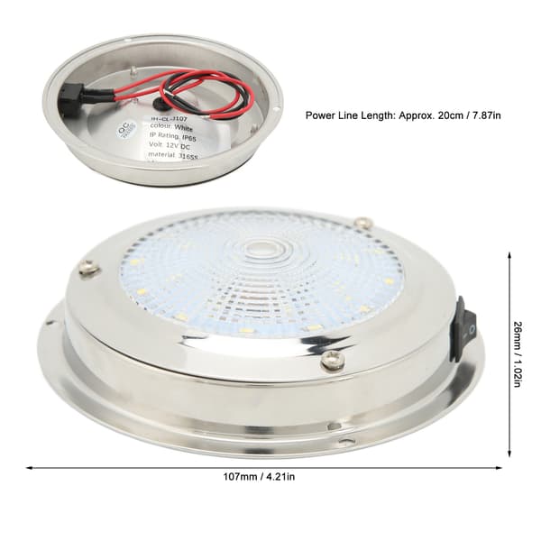 Marine Kabinelys - RV Loftlampe, IP65 Vandtæt, Rustfrit Stål Hus, DC12-24V