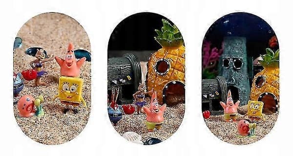 【03】SpongeBob-talohahmosetti Mökit Koriste-akvaario