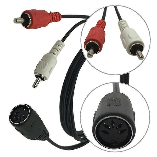 5-bens DIN han-kabel til 2 RCA han-stik stereokabel 1,5M til stereoanlæg