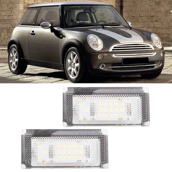 1 par 12V 18 SMD LED nummerpladelygter, passer til Mini Cooper S R53 2001-2006