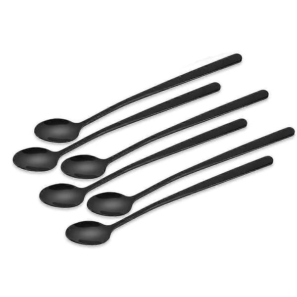 Jäätelölusikat pitkät juomalusikat ruostumaton teräs mustat 22 cm pitkät