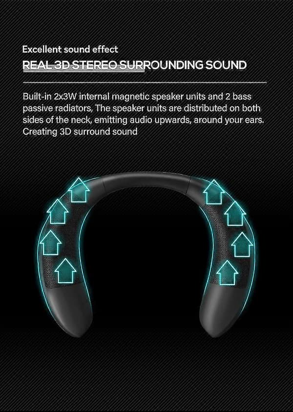 Niskapanta Bluetooth-kaiuttimet, 3D-stereosoundi langaton kaiutin ulko-/kotikäyttöön