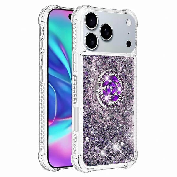 Quicksand TPU-cover med stativ til 17 Pro Max stødsikkert etui DarkPurple