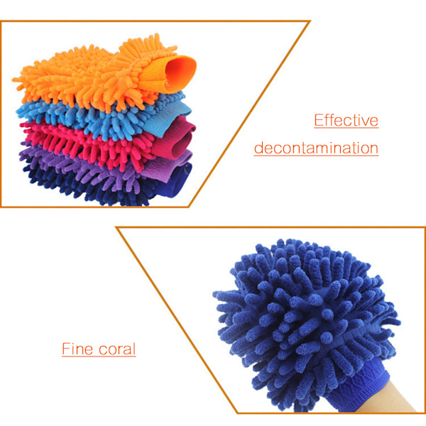 Dubbelsidiga Chenille Mikrofiber Tjocka Repfria Biltvättshandskar