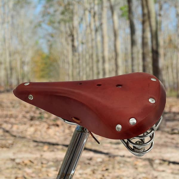 【03】Brun Cykelsadel Läder Cykelsits Ko Läder 27x17x12cm Brown