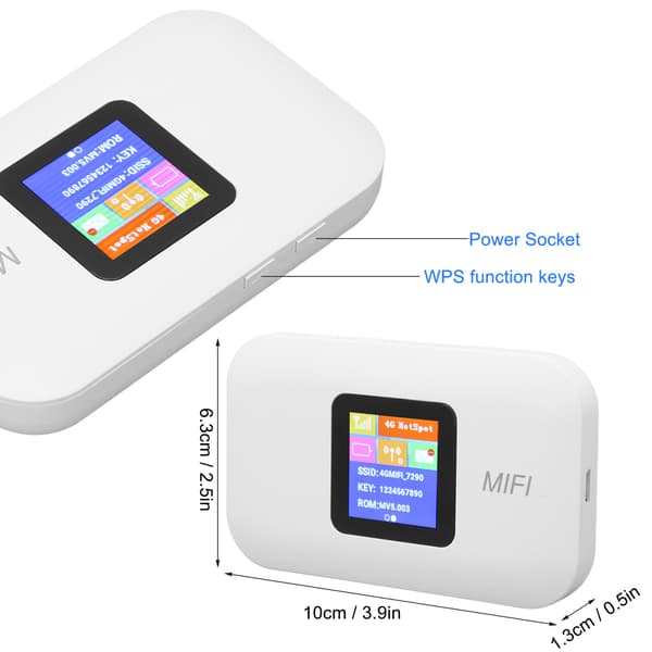 Bärbar 4G LTE WiFi Hotspot med SIM-kortplats - 150 Mbps hastighet, Stöder 10 användare - Perfekt för resor