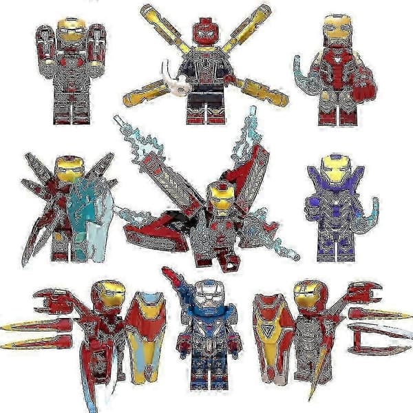 9-delt Avengers Assemble legetøjssæt med Iron Man, Spider-Man og Thanos