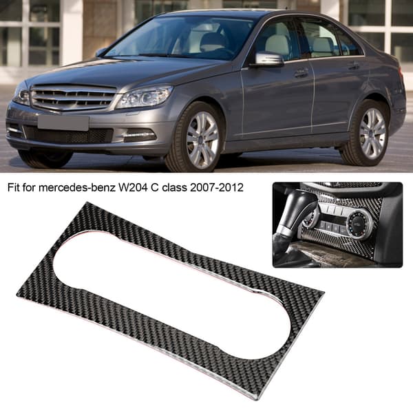 Bil Kolfiber Luftkonditioneringspanel Skydd Trim Passar Mercedes-Benz W204 C-klass 2007-2012
