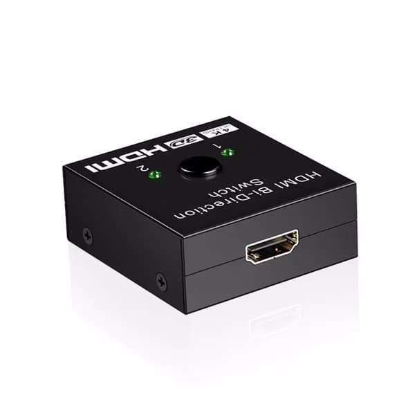 HDMI-switch 4k-splitter, HDMI-switcher-vælgerboks i aluminium 2 ind 1 ud, manuel HDMI-hub