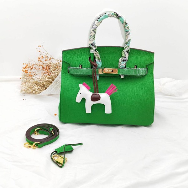 Snygg Bambugrön Damhandväska Toppskikt Läder 30cm Lychee Textur Elegant Veganvänlig Design Bamboo green 30CM