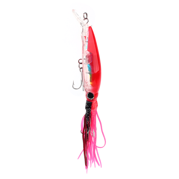 24cm/40g Fiskedrag Bläckfiskdrag Fiskbete Crankbait Utrustning Jigg Trekrok Rosröd