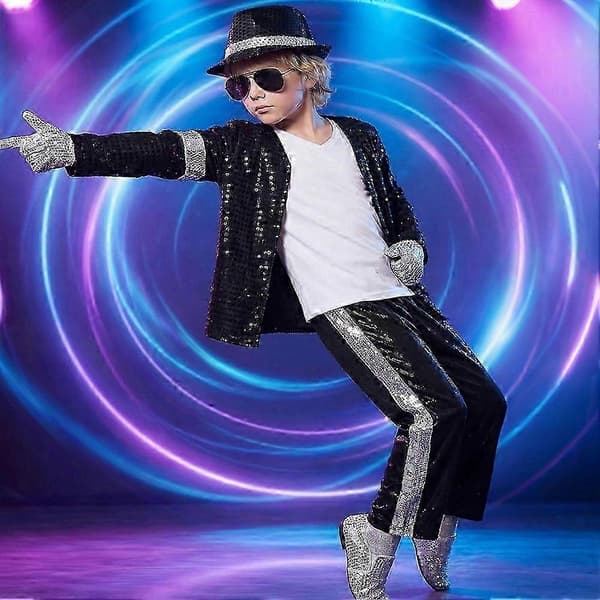 7 dele børns Halloween-kostumesæt til drenge og piger, 80'er 90'er popstjerne danse-disko-outfit til scene-cosplay L