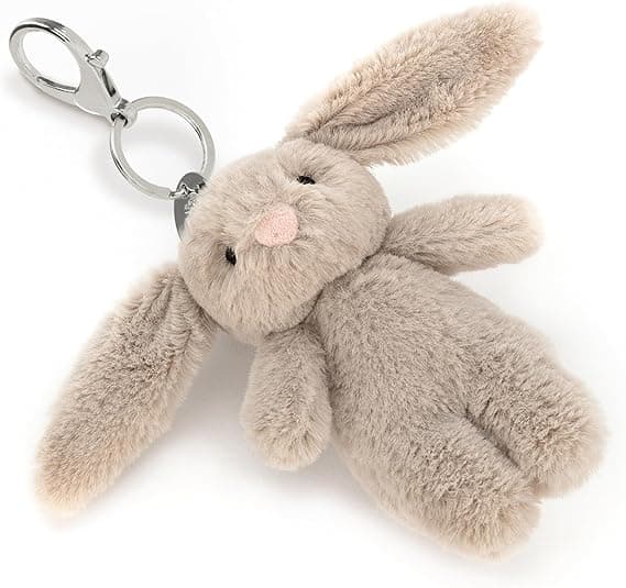【03】Jellycat Bashful Beige Kanin Väskberlock, 9 cm - Kanin & Kanin Plysch Nyckelring - Bra Presentidé