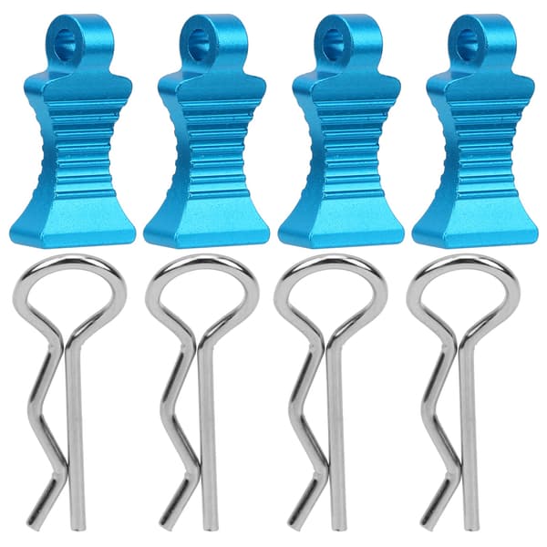 4st Aluminiumlegering R-typ Karossklämmor med Fästfäste för 1/10 RC-bil (Blå)