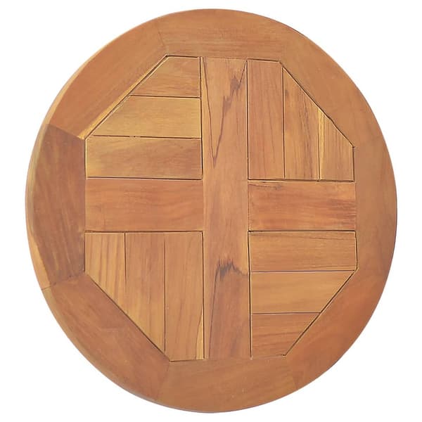 【03】vidaXL Table Top Solid Teak Round 2.5 cm 40 cm Brun Brun brown