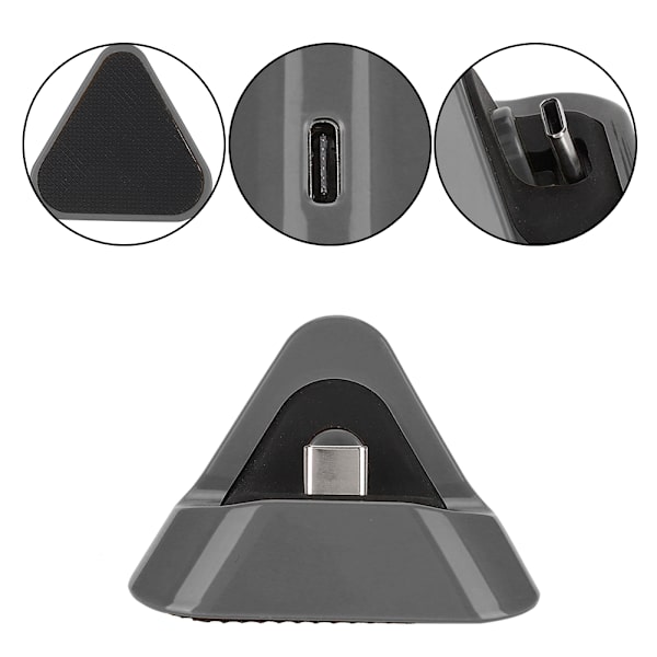 Bærbar trekantet Type C opladningsbase metalbundoplader til Switch / Lite Host (grå)