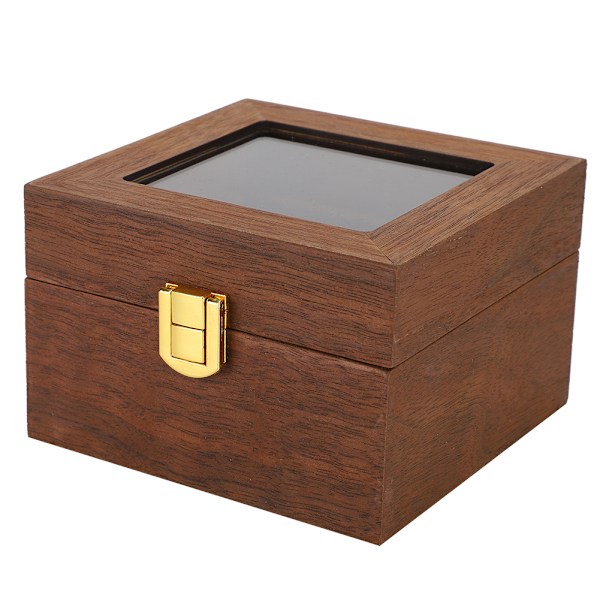 Træ Urkasse 2 Slots Clamshell Ur Opbevaringsboks Organizer Sort Valnød Farve