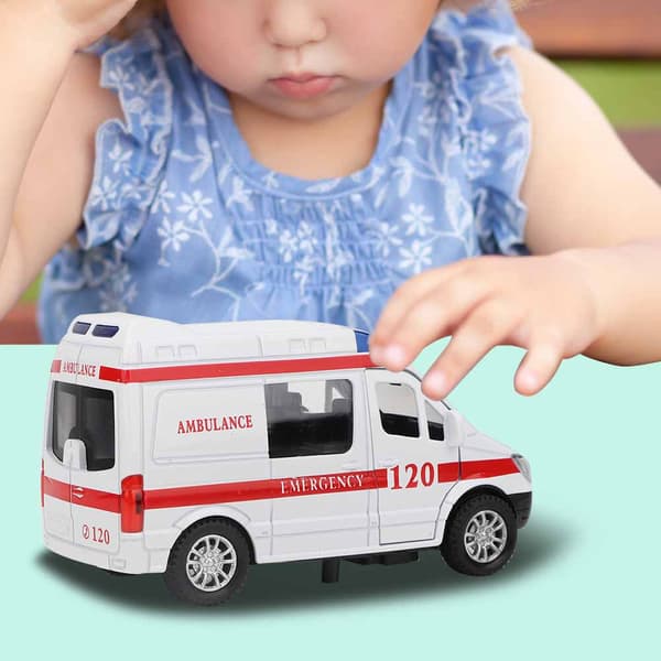 1:32 Mini-simulaatio metalliseosambulanssiauto ääni- ja valomallileluajoneuvo (punainen)