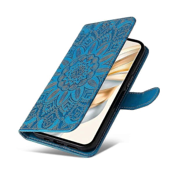 Läderfodral för Honor Magic7 Lite 5G/ X9c 5G Solros Plånboksfodral -NBB Blue