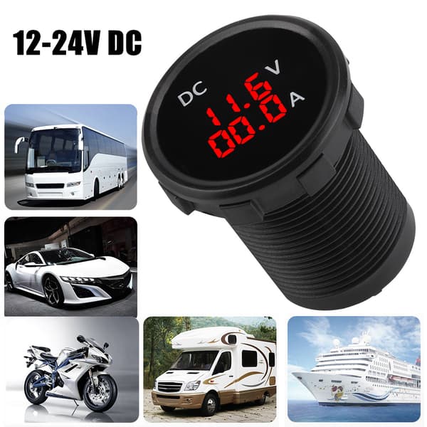12-24V Digital Voltmeter Ammeter Spänningsströmsmätare Röd LED-display för bil Motorcykel Båt