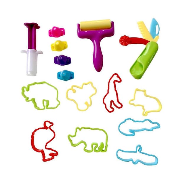 【03】Lerverktygssats Barn Lätt Lera Form Plastilina Formning 45 delar Assorted