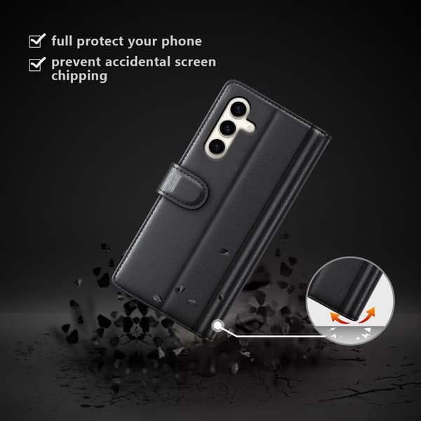【03】Aito nahkakotelo Samsung Galaxy S24 Plus Musta