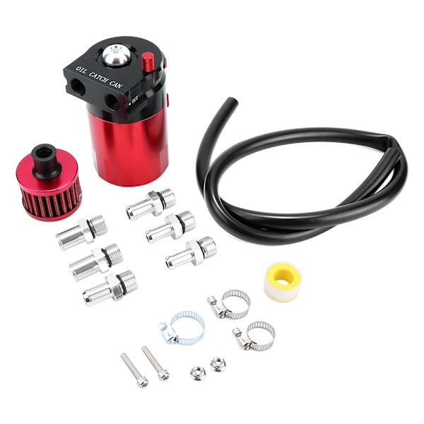 Bilmodifikationstilbehør 300 ml Baffled Universal Oil Catch Breather Can Reservoir Tank Rød
