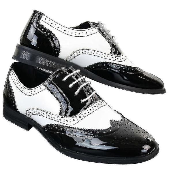 Herrskor med spetslack, Gatsby klassiska 1920-tals glänsande brogues Black 8