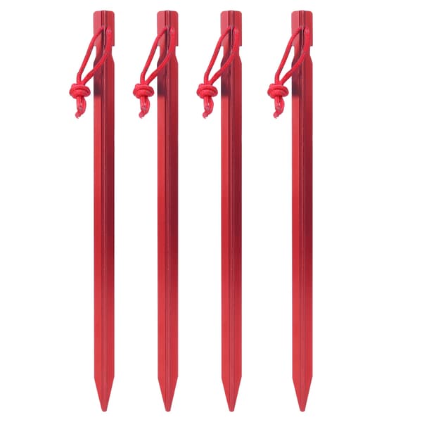 4 st 23 cm Lätta Campingtältpinnar i Aluminiumlegering, Förlängda, Ultralätta, Markspikar, Röda
