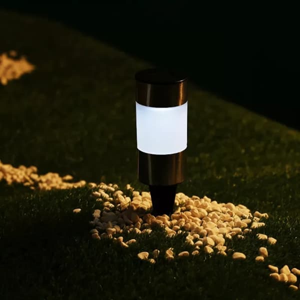 6500K LED Solar Omgivende Plænelampe, Rustfrit Stål Mini-Pullert Udendørs Havelampe til Sti Terrasse Gårdgang Indkørsel