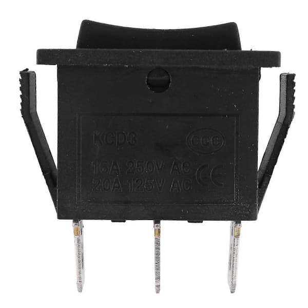 AC15A/250V 20A/125V 3-polet SPDT ON-OFF-ON 3-positions vippekontakt Musta