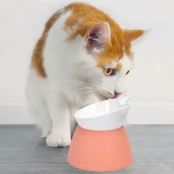 Upphöjd kattskål i kattöronsform, halkfri, nackskydd