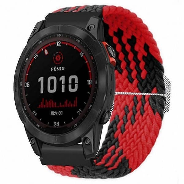 Justerbart sportsarmbånd i nylon med 20 mm PC-stik til aktivitetsmåler Red Black