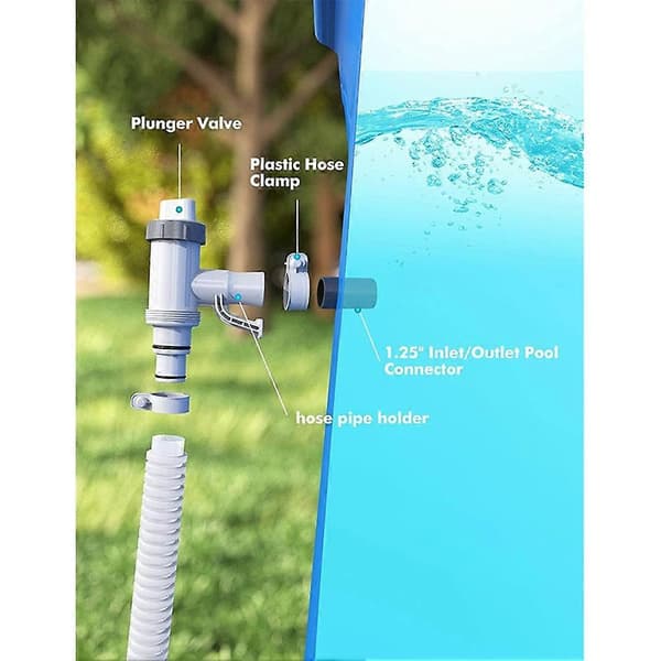 Poolslangeadapter, poolslangeholder og stempelventil, poolreservedele til fritstående pools, B B