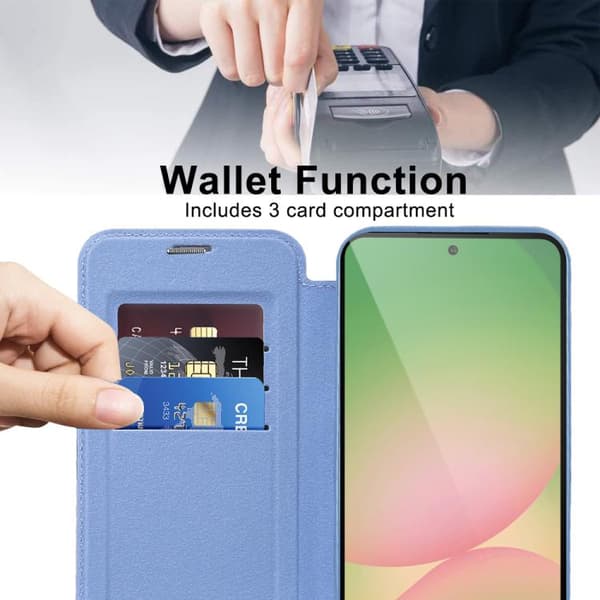 【03】Samsung Galaxy A56 5G Cover med MagSafe RFID Tyverisikring Læder Blå