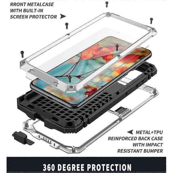 Samsung Galaxy S21+ 5G R-JUST metalli + silikonikuori Silver