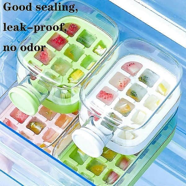 【03】2-in-1 Ice Cube Tray Water Bottle with Straw, Touchless Easy Release Freezer Storage Bottle, Ice Mold Water Bottle for Juice Coffee White White 800ml