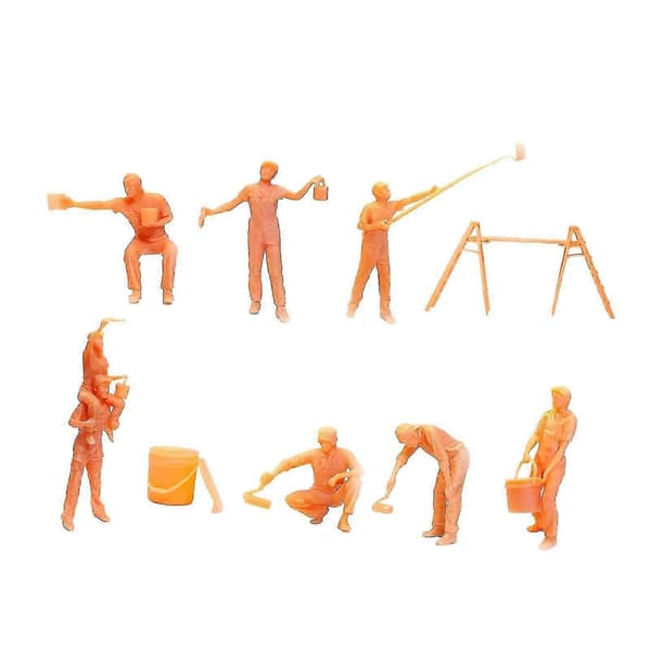 9x Mini 1/64 Resin Malerfigurer Dekoration Model Samlerobjekter Tilbehør