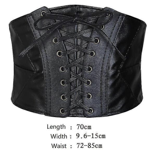 Middelalder Kvinder Cosplay Retro Dame Taljeform Korset Bred Elastisk Viking Gotisk Punk Kunstlæderbælte Stræk Taljebånd 1