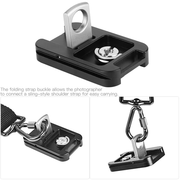 QR-60 Quick Release Plate 1/4\" Skruemontering med Remspænde til Arca Swiss Kuglehoved Stativ