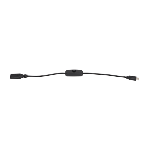 Type C Han til Hun Strømforlængerledning 30cm/11.8tommer USB Forlængerkabel med ON/Off Kontakt til Mobiltelefoner Sort