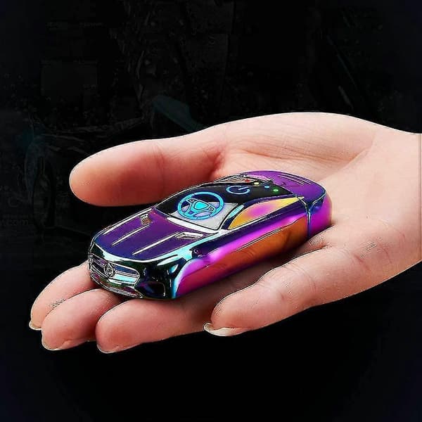 【03】USB Genopladelig Dobbeltbue Elektrisk Lighter med Fingeraftrykssensor - Sportsbilsform CJY Black