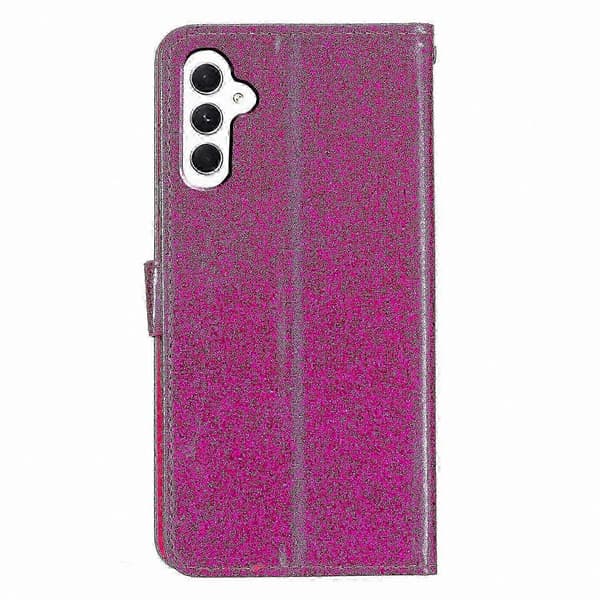 Glitter læderpung etui med stativ til Galaxy A36 5G, ridsefast telefoncover Pink Rose
