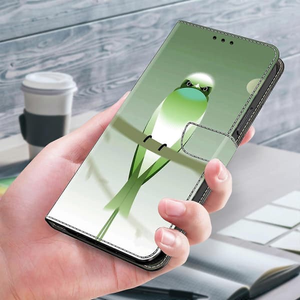 【03】For Samsung Galaxy A52 4G/ 5G/ A52s 5G Case Pattern Print Flip Folio Leather Phone Cov Green Bird