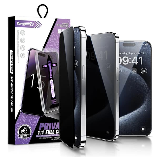 【03】Fuld dækkende beskyttelsesglas til iPhone 13 Pro Max med nemt installationskit