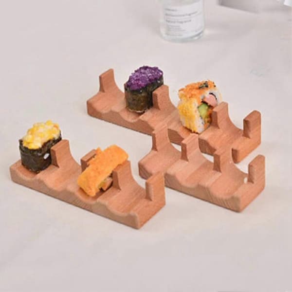 Træ Sushi Tacos Holder Taco Stand Serveringsstativ Deler Taco Stativ Bakke Tallerkener til Hjem Restaurant Spisefest E E